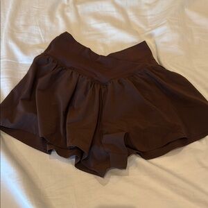 Aerie Brown Skort-Style Shorts with Elastic Waistband